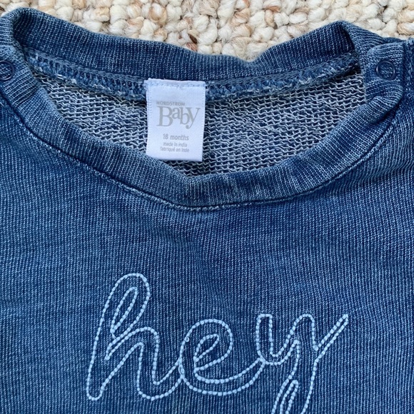 Nordstrom Baby sweatshirt 18 months “Hey Baby” washed blue color - Picture 3 of 6